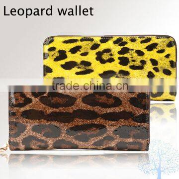 Leopard pattern leather wallet for women and color customized