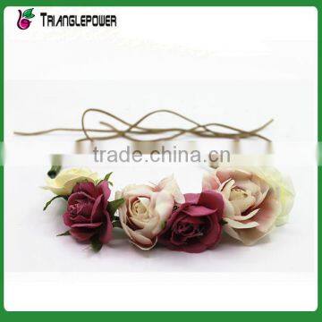 Elegant fabric rose flower bando lace-up flower headband