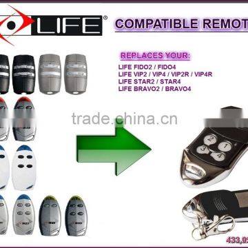 For LIFE FIDO2 / FIDO4 / VIP2 / VIP4 / VIP2R / VIP4R / STAR2 / STAR4 / BRAVO2 / BRAVO4 universal remote control replacement