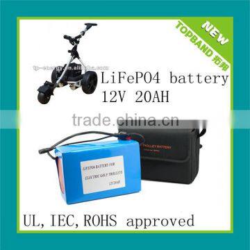 lithium battery 12v 20ah for golf trolley+BMS+case