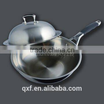 28CM Cooking Wok Hot Sell Three-ply Stainless Steel Chinese Wok photo-3