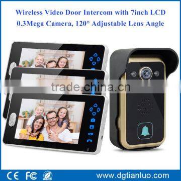 Home Security 1 Camera 3 Monitors Wireless Color Video Doorphone