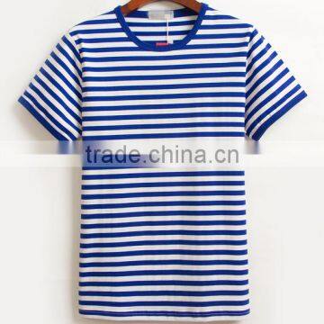 2016 Fashion Cheap Top Quality 100% Cotton Yarn Dyed Stripe Couple T-shirt Family photo-3
