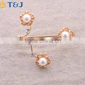 >>>2016 Women Fashion Korean Style Pearl Open Flower Rings Gold Plated Rhinestone Diamond Engagement Ring for Lady YIWU T&J/ photo-3