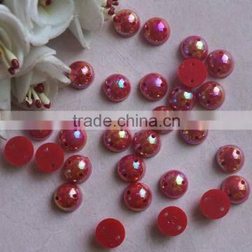 red AB color half cut pearl with double hole