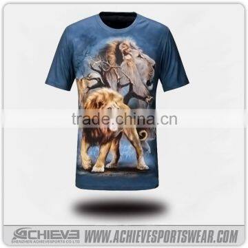 Fashion custom 3d animal t-shirts, round neck t-shirt