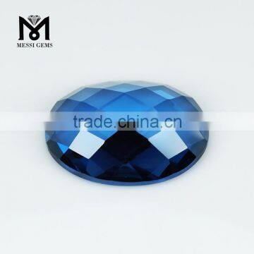 Synthetic Oval Flat Black Faceted Artificial Spinel Cabochon Bead Stone