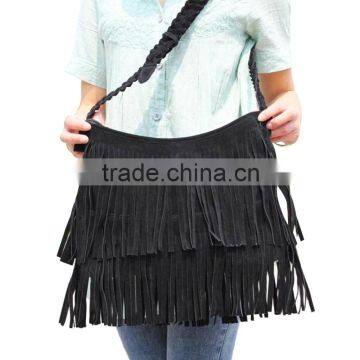 Hot Sale Fashion Women Handbag Tassel Cross Body Women Bag Solid Color Zipper Shoulder Bags Leather Handbags for Female