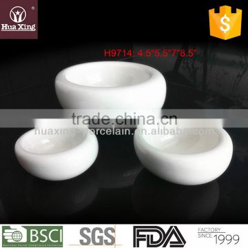 H9714 odm thick corundum white porcelain ceramic hotel soup bowl