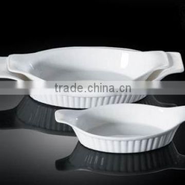 H0561 chaozhou ceramic bakeware rectangular plate with two ears