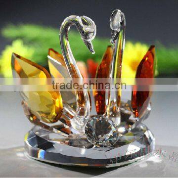 Years honey color crystal swan for wedding gift in stock(R-0258)