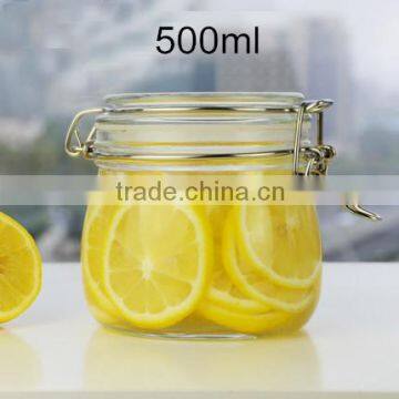 500ml 0.5L Clear Kitchen Food Storage Airtight Seal Lock Lid Jar/glass Jar With Metal Clip