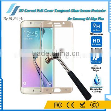 Gold 3D Curved Screen protector S6 Edge Plus Tempered Glass 9H