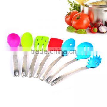 FDA LFGB Certificate Colorful Silicone Kitchen Utensils Set With Stainless Steel Handle 2015 Best Selling Cooking Assessay