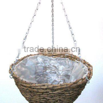 Round Rattan Hanging Flower Basket as Home and Holiday Decration