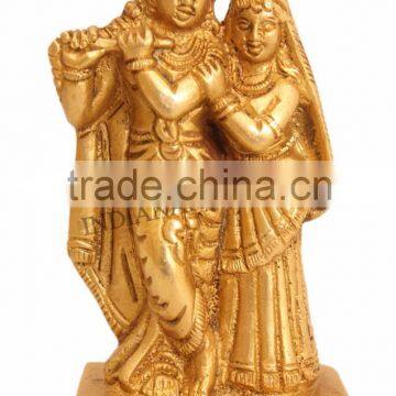 Handmade Beautiful Sculpted Brass Love Couple Lord Radha Krishna Set - Hinduism Religious Spritual Idols Temples Home Gift Item