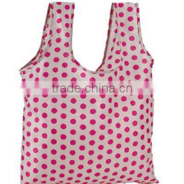 Pink With Dots T-shirt Shape Shopping Bag