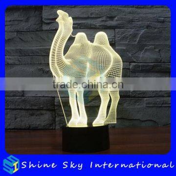 Acrylic Camel 3D LED Night Light Creative Stereoscopic 7 Colors Flashing Touch LED Night Light