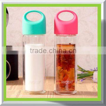 High quality clear health double wall glass bottle