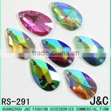 16 * 28 drop-shaped perforated multicolor AB color resin stone