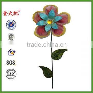 Colorful metal flower stake with deco garden for sale