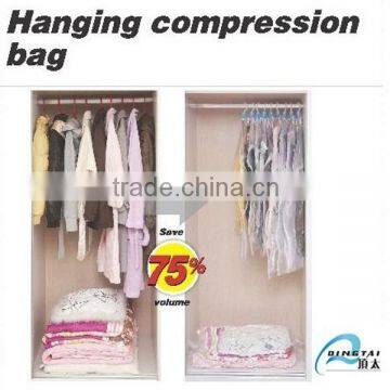 Compressed 75% space PE hanging vacuum compression bag