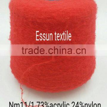 Nm11/1 73%acrylic 13%nylon 14% spandex elastic brushed yarn knitting yarn