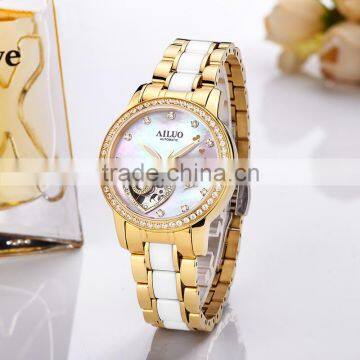 Women Watch Full Automatic Mechanical Skeleton Watch Waterproof Ceramic Wrist lady Watch