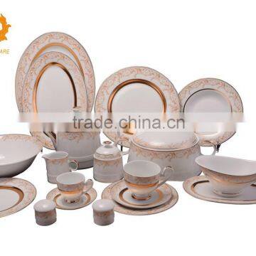 Newly luxury white body of fine bone china dinnerware