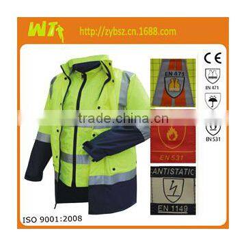 hot sale fire retardant working reflective 7 in 1 working winter jacket parka