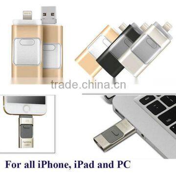 Aluminum flash usb drive 16gb/32gb/64gb for iphone USB OTG , otg usb flash drive for iphone with high quality