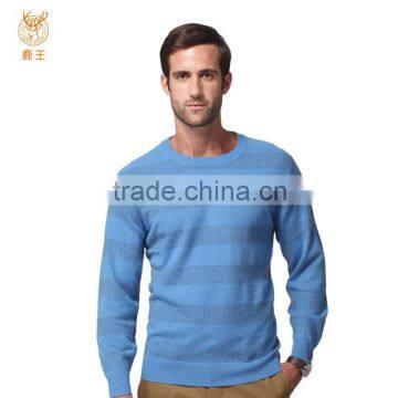 Blue Cashmere Sweater Knitted Pullover, Comfortable Round Neck Cashmere Sweater