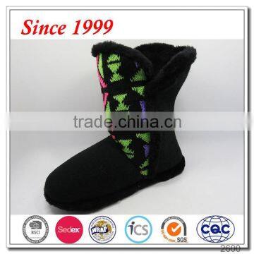 very cheap knit with pom-pom warm indoor boots for girls