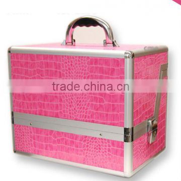 Pink aluminum cosmetic case