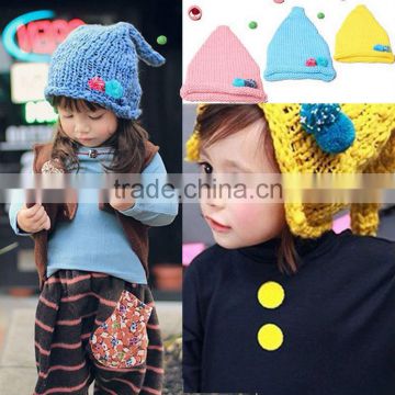 Children's fashion sharp wool baby hat with ear