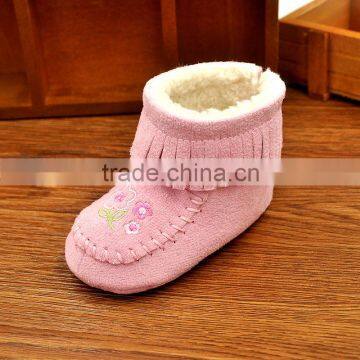 2016 Hot Selling New Design Add Plush Warm Baby Winter Leather Boots Shoes in Bulk