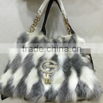 factory price luxury fashion fox fur handbag for women