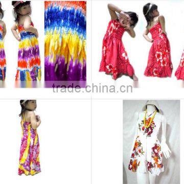 vintage retro thai HIPPIE BOHO HAWAII BLOCK MAXI BABY DOLL beach long ruffle style girls kids children LONG DRESS