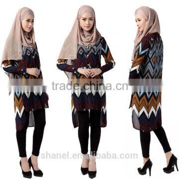 modern loose chiffon muslim blouse cardigan