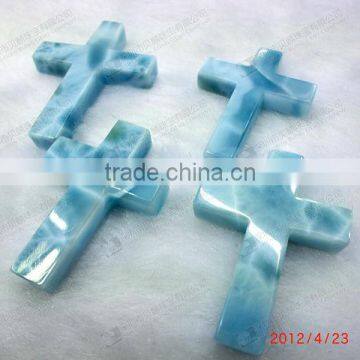 Natural gemstone larimar cross for pendants