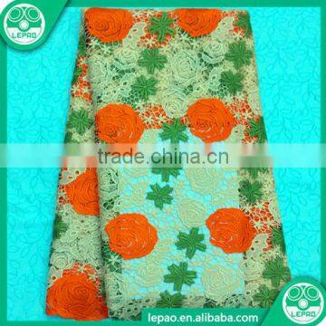 2016 Latest Embroidered High Quality Tulle Lace Fashion Coral Red Fabrics photo-3