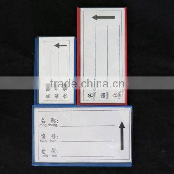 plastic holder within cards for displaying