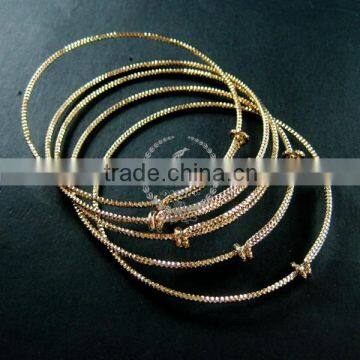 65mm diameter 14K light gold plated brass faceted simple adjustable wiring bracelet for beading 1900076