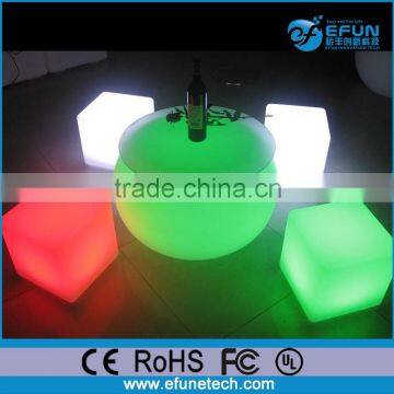 waterproof illuminated bar furniture sets,battery operated 3d led plastic cube stool