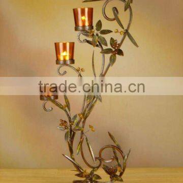 T-LITE HOLDER TREE IRON WITH GLASS VOTIVE