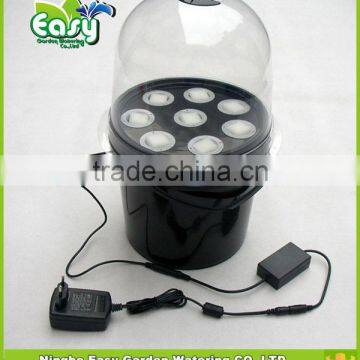 Aeroponics pot with 8 net cup and Portable Heated Propagator! 8x Pot with cycle timer . Home hydroponic system.