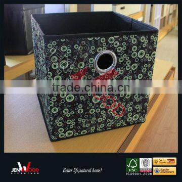 Black & Green Printing Foldable Fabric Storage Bins
