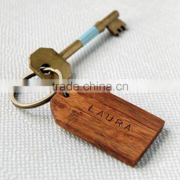 Solid wood Key Ring with Customerization Laser Logo Little Gift Oak Key Chain with Name