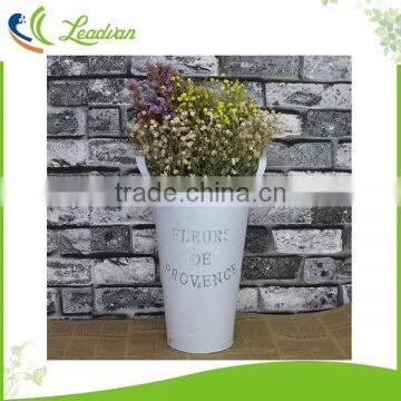Modern Large Tall Metal Floor Decorative Metal Flower Antique Vase White OEM photo-3