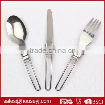 Folding camping tool portable stainless steel fork outdoor tableware Spoon & Knife Picnic